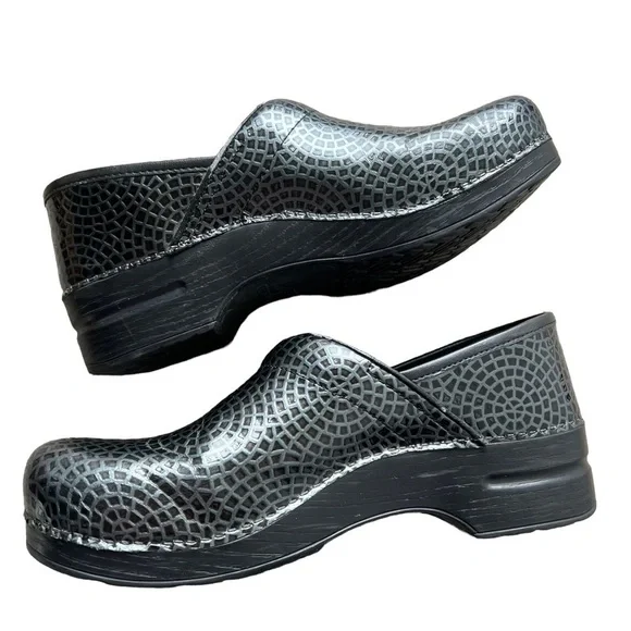 Dansko - Charcoal Anaconda Pro XP Leather Career Nursing Mules Clogs Sz 42 - Picture 10 of 12